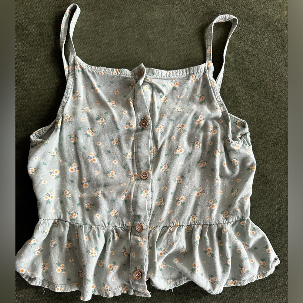 Floral mint crop top with buttons